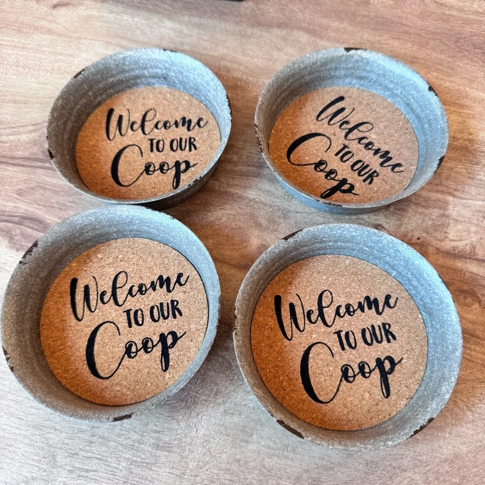 Welcome To Our Coop Farmhouse Country Chicken Lover Coaster Set Of 4 Decor